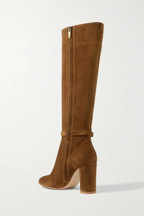 Gianvito Rossi - Ribbon 85 Buckled Suede Knee Boots - Brown - Image 3