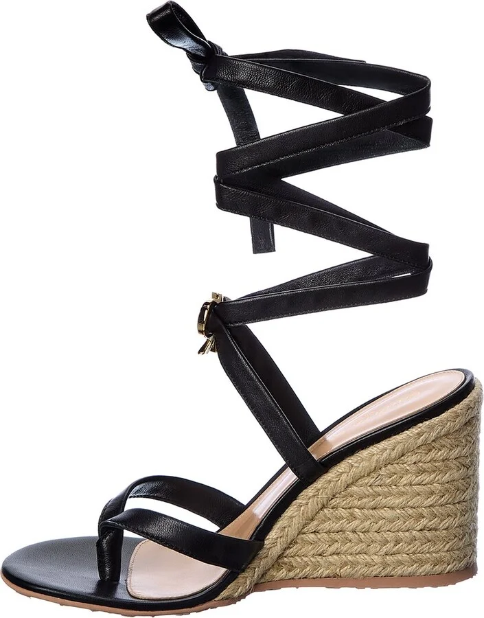 Gianvito Rossi Ribbon Beachclub 85 Leather Wedge Sandal - Image 2