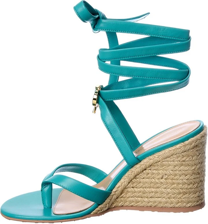 Gianvito Rossi Ribbon Beachclub 85 Leather Wedge Sandal - Image 2