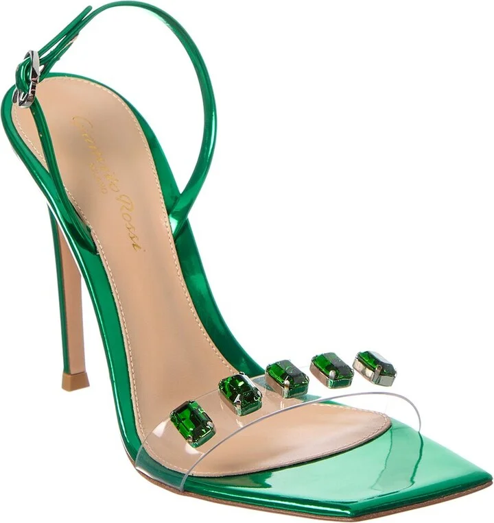 Gianvito Rossi Ribbon Candy Leather & Vinyl Slingback Sandal