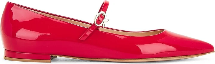Gianvito Rossi Ribbon Jane Flat in Red