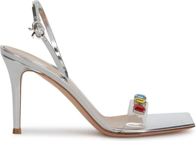 Gianvito Rossi Ribbon Square Toe Embellished Sandals