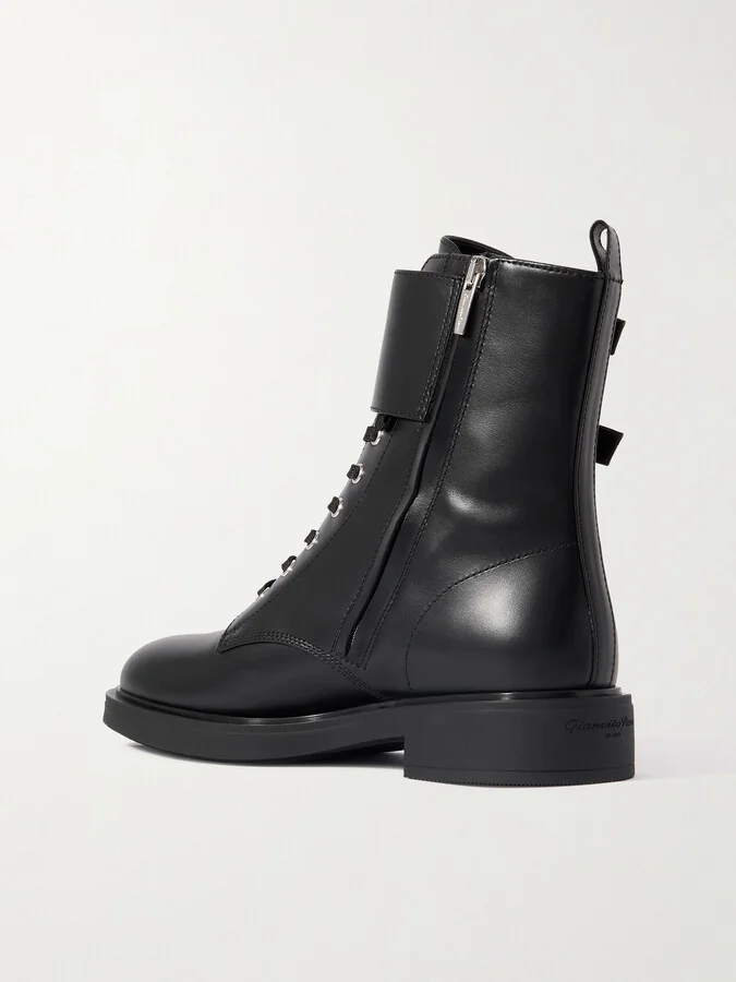 Gianvito Rossi - Ripley Buckled Leather Ankle Boots - Black - Image 3