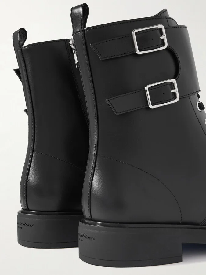 Gianvito Rossi - Ripley Buckled Leather Ankle Boots - Black - Image 4