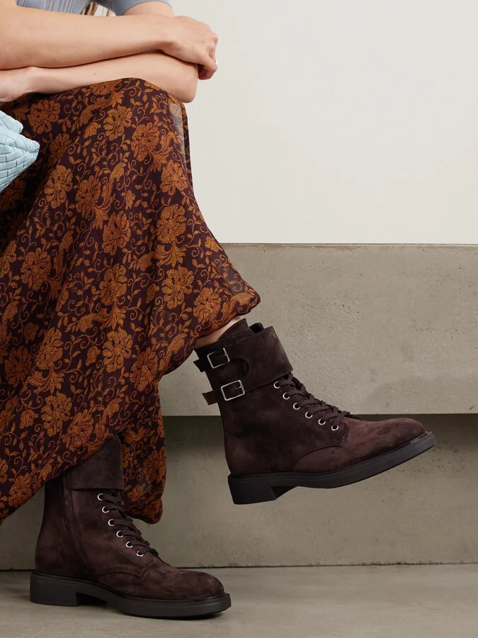 Gianvito Rossi - Ripley Buckled Suede Ankle Boots - Brown - Image 2