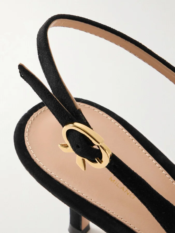 Gianvito Rossi - Robbie 45 Suede Slingback Pumps - Black - Image 4