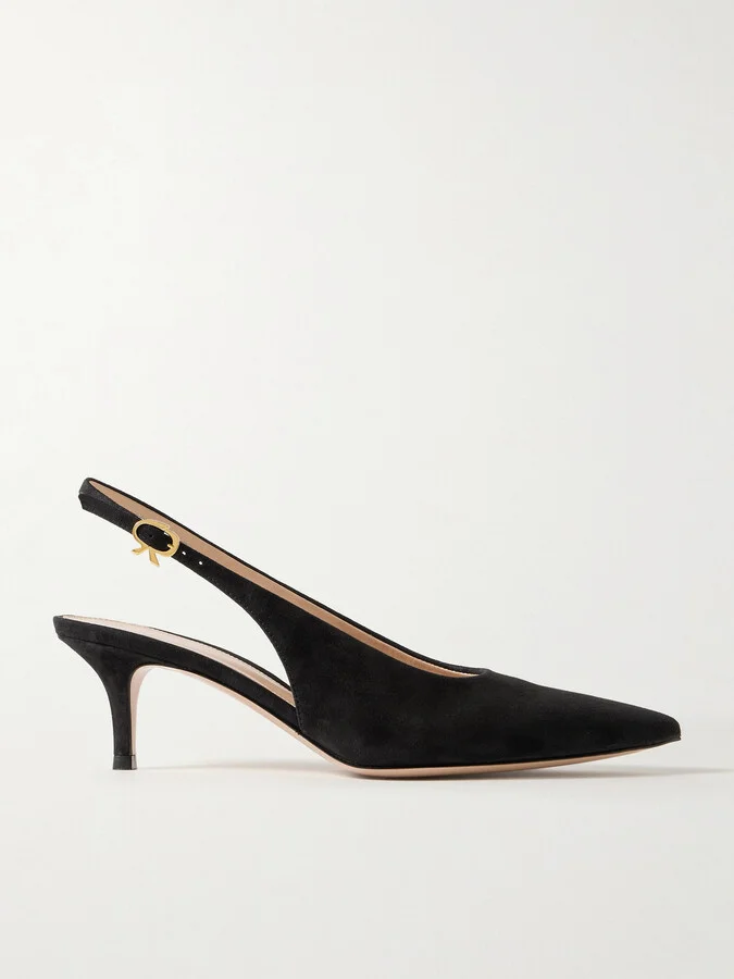 Gianvito Rossi - Robbie 45 Suede Slingback Pumps - Black