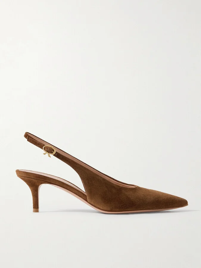 Gianvito Rossi - Robbie 45 Suede Slingback Pumps - Brown