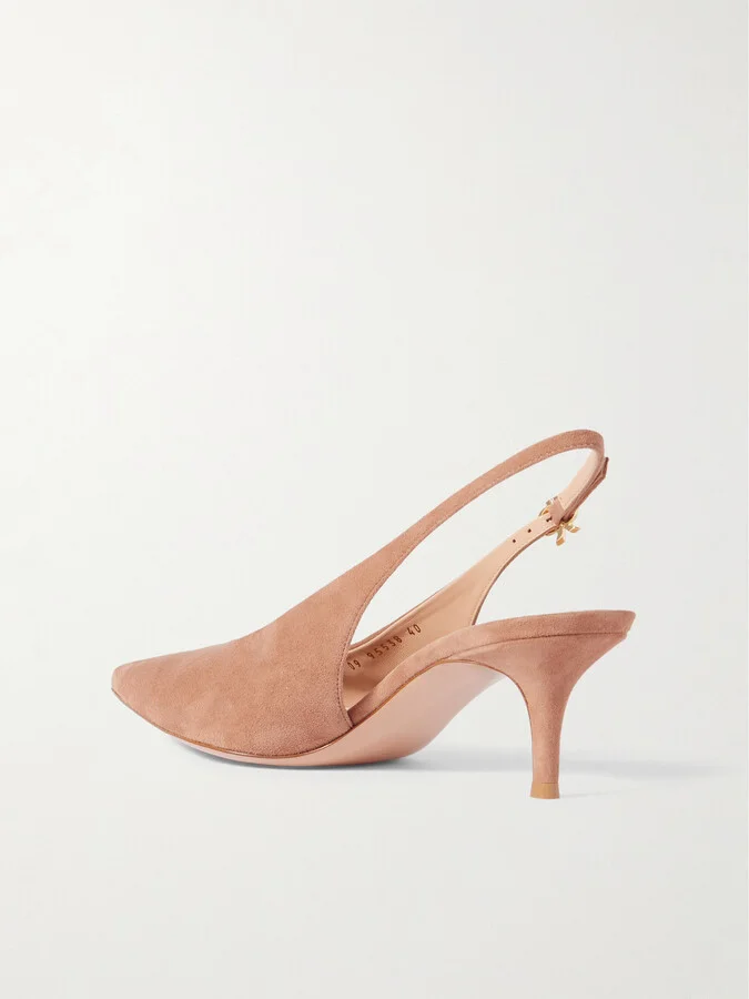 Gianvito Rossi - Robbie 45 Suede Slingback Pumps - Neutrals - Image 3