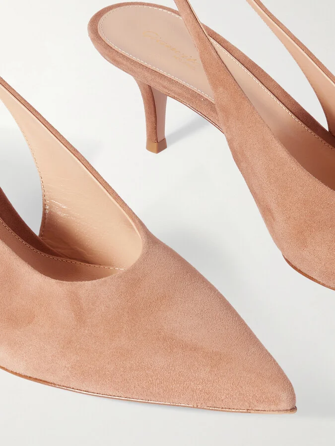Gianvito Rossi - Robbie 45 Suede Slingback Pumps - Neutrals - Image 4