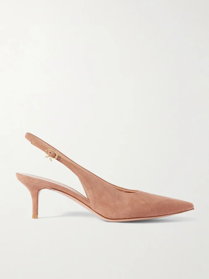 Gianvito Rossi - Robbie 45 Suede Slingback Pumps - Neutrals