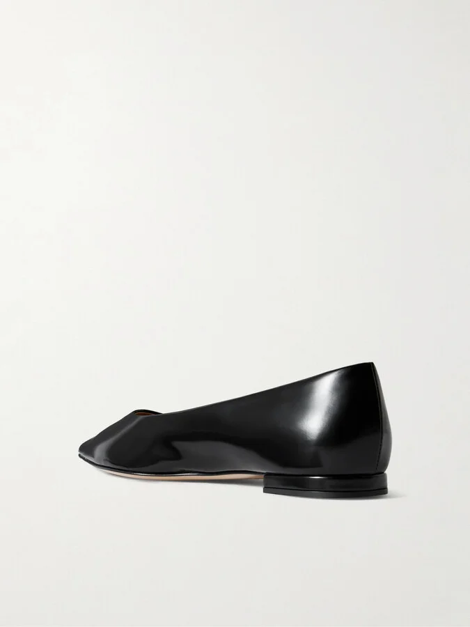 Gianvito Rossi - Robbie Glossed-leather Ballet Flats - Black - Image 3