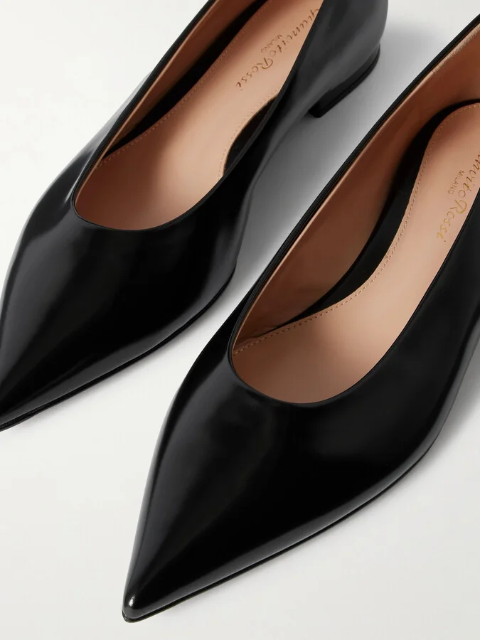 Gianvito Rossi - Robbie Glossed-leather Ballet Flats - Black - Image 4