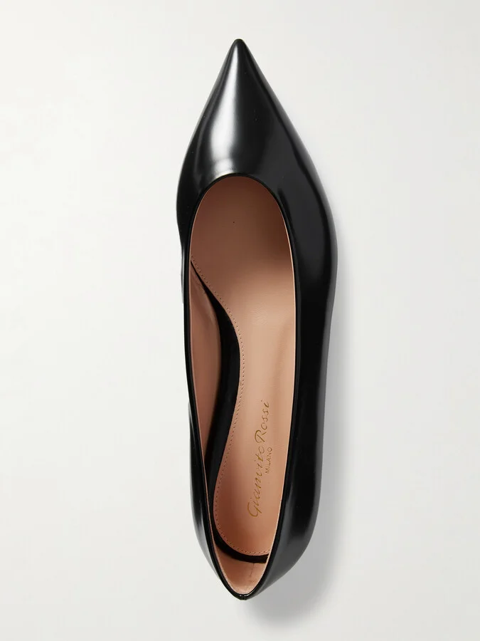 Gianvito Rossi - Robbie Glossed-leather Ballet Flats - Black - Image 5