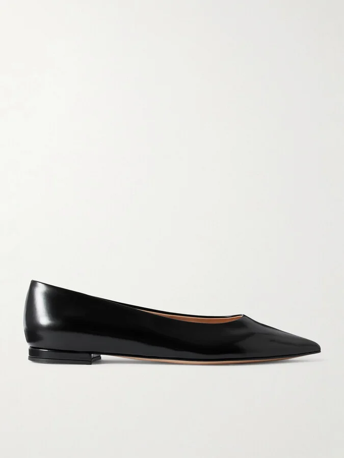 Gianvito Rossi - Robbie Glossed-leather Ballet Flats - Black