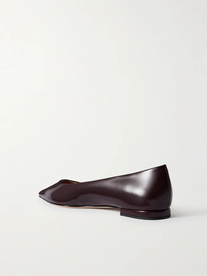 Gianvito Rossi - Robbie Glossed-leather Ballet Flats - Burgundy - Image 3