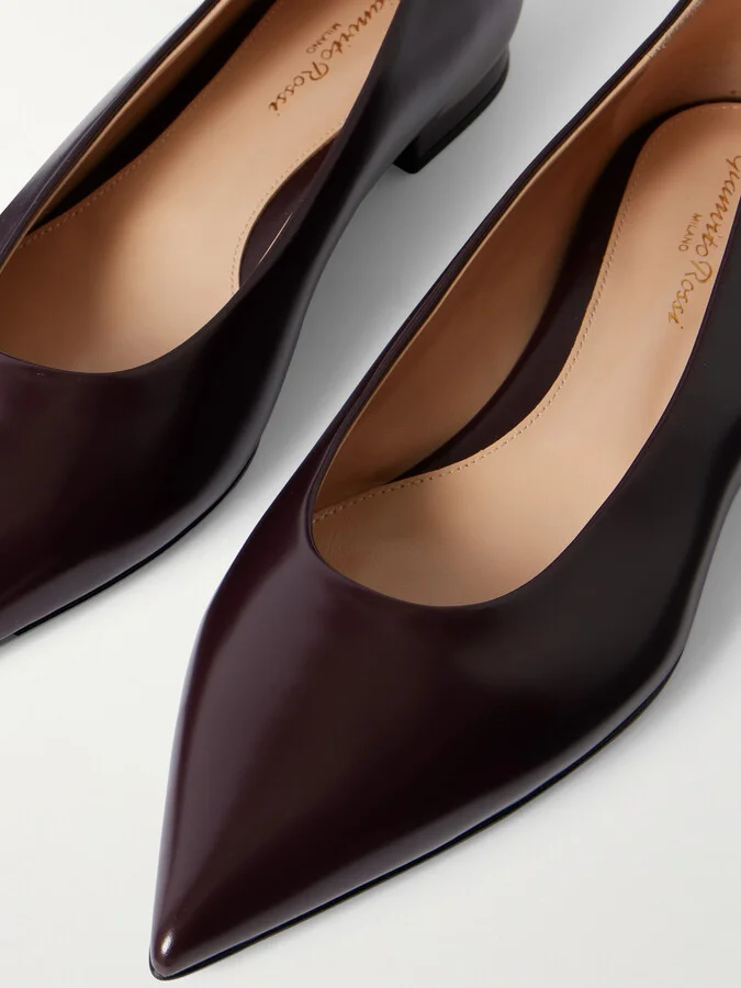 Gianvito Rossi - Robbie Glossed-leather Ballet Flats - Burgundy - Image 4