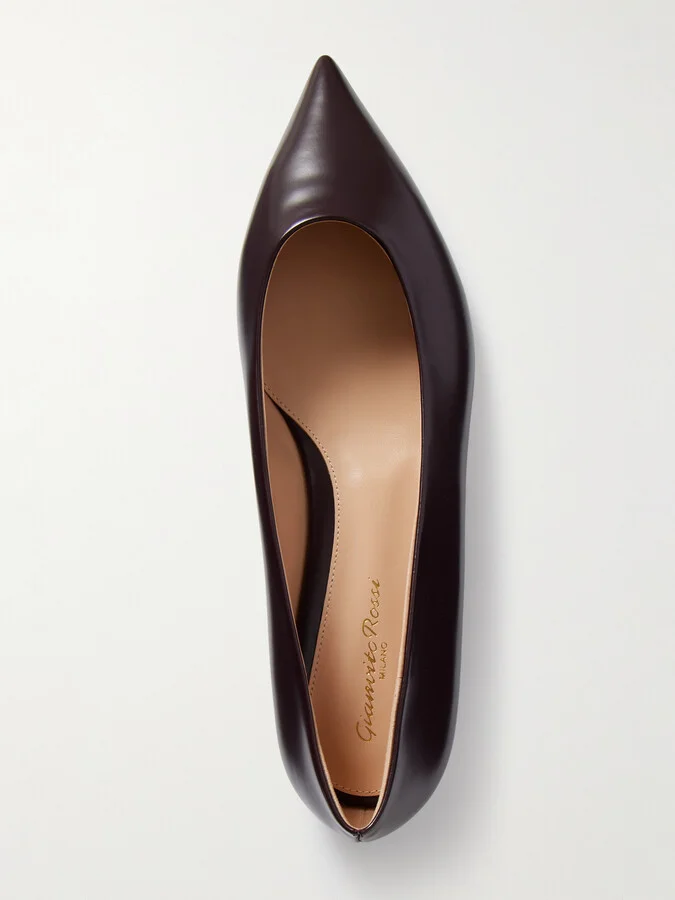Gianvito Rossi - Robbie Glossed-leather Ballet Flats - Burgundy - Image 5
