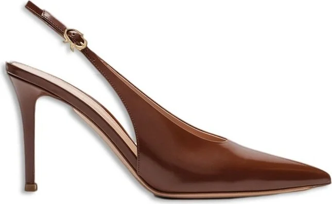 Gianvito Rossi Robbie Kitten Heel Slingback Pumps