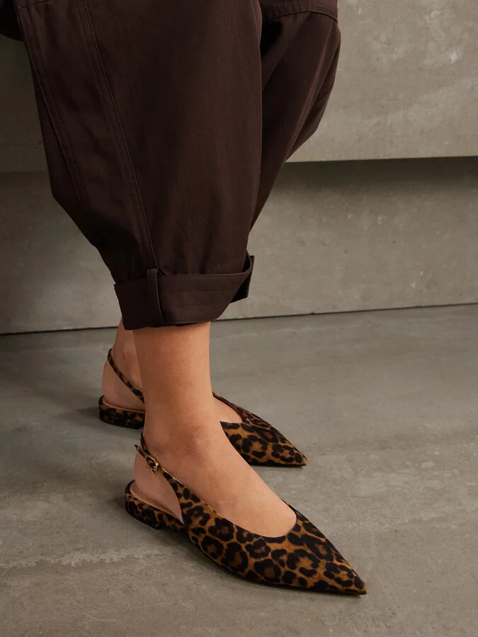 Gianvito Rossi - Robbie Leopard-print Suede Slingback Flats - Animal print - Image 2