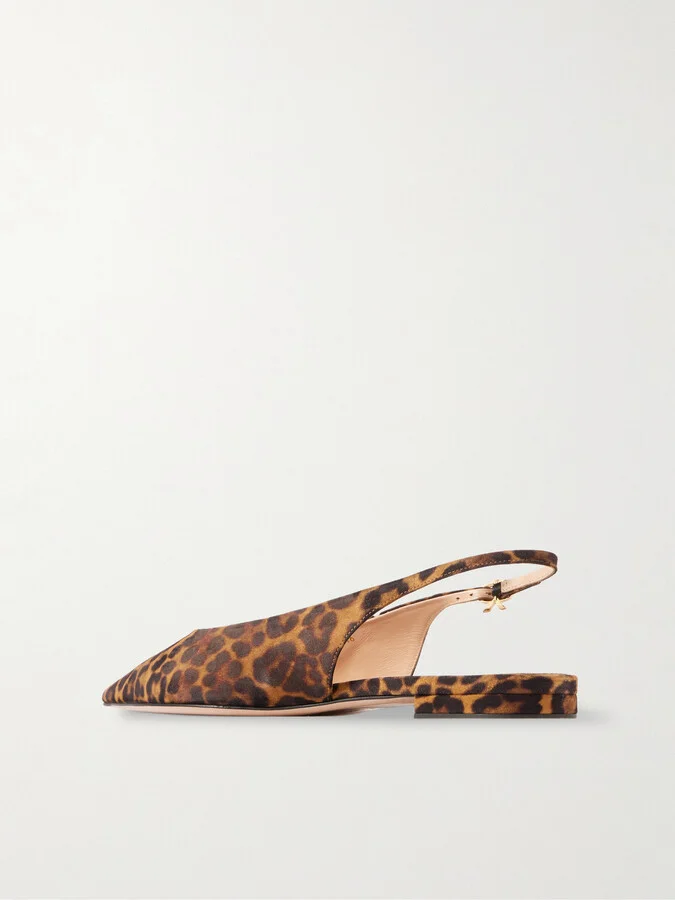 Gianvito Rossi - Robbie Leopard-print Suede Slingback Flats - Animal print - Image 3