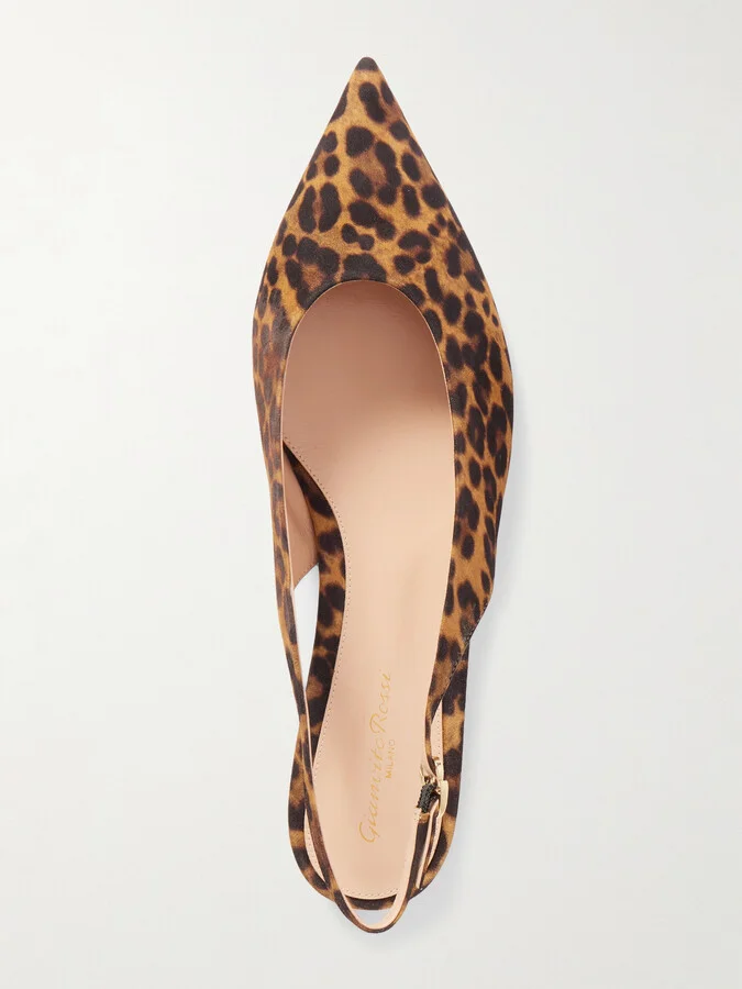 Gianvito Rossi - Robbie Leopard-print Suede Slingback Flats - Animal print - Image 5