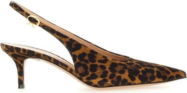 Gianvito Rossi Robbie Leopard Printed Slingback Pumps