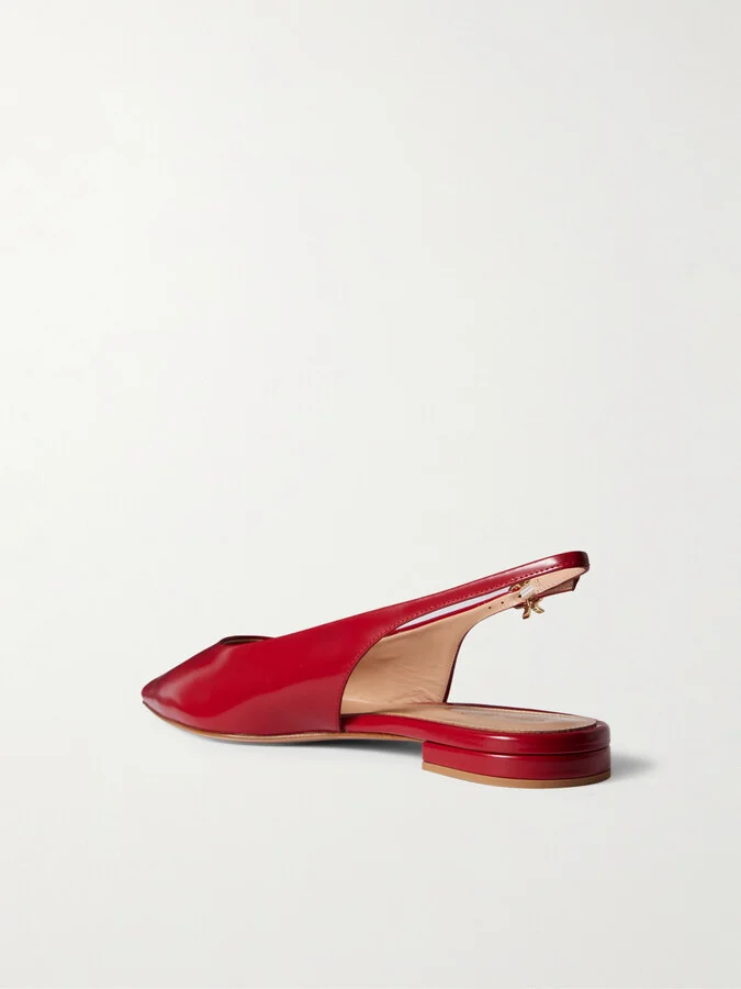 Gianvito Rossi - Robbie Patent-leather Slingback Flats - Red - Image 3
