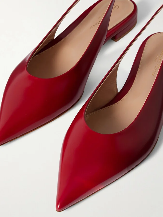 Gianvito Rossi - Robbie Patent-leather Slingback Flats - Red - Image 4
