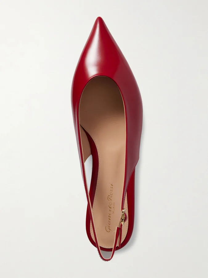 Gianvito Rossi - Robbie Patent-leather Slingback Flats - Red - Image 5