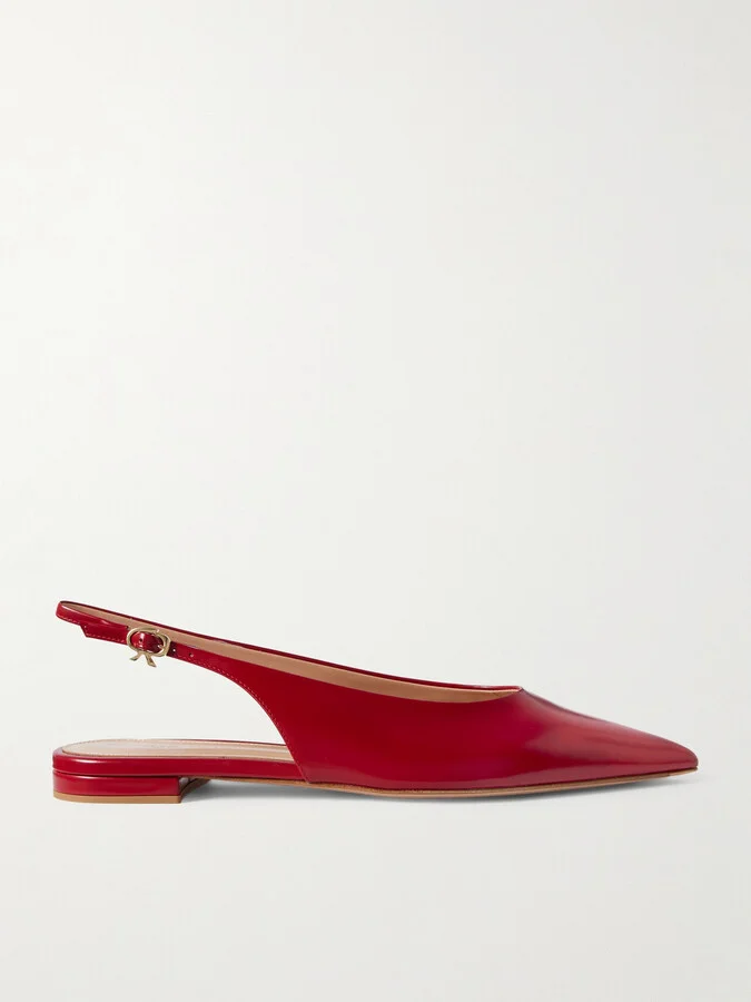 Gianvito Rossi - Robbie Patent-leather Slingback Flats - Red