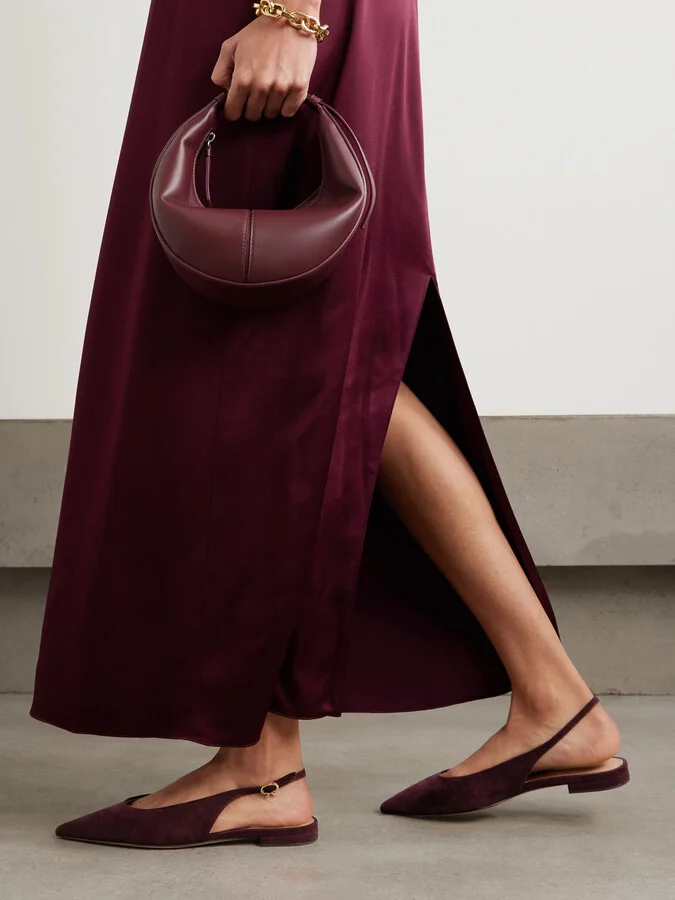 Gianvito Rossi - Robbie Suede Slingback Flats - Brown - Image 2