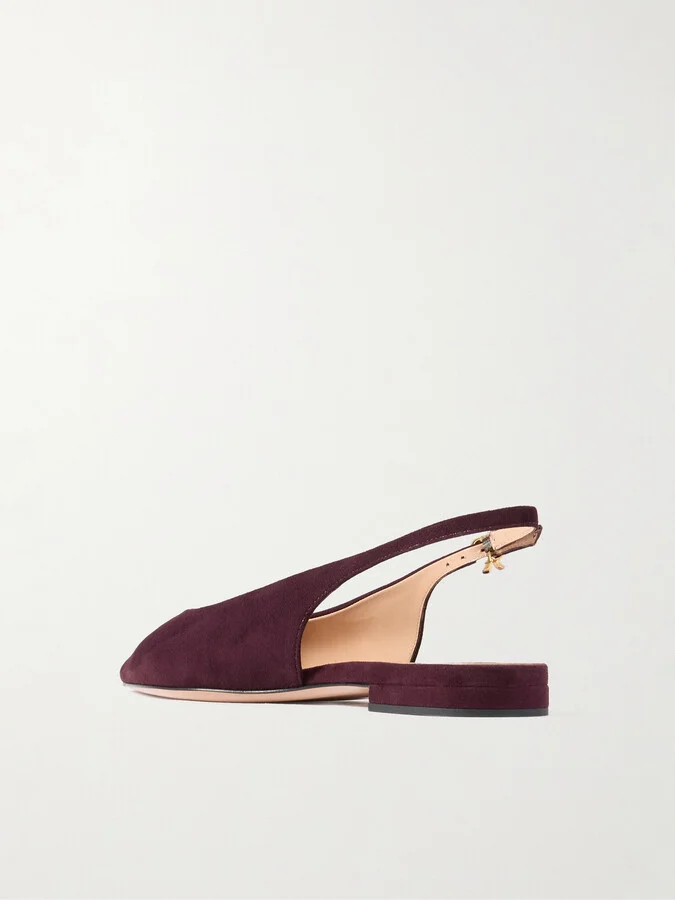 Gianvito Rossi - Robbie Suede Slingback Flats - Brown - Image 3