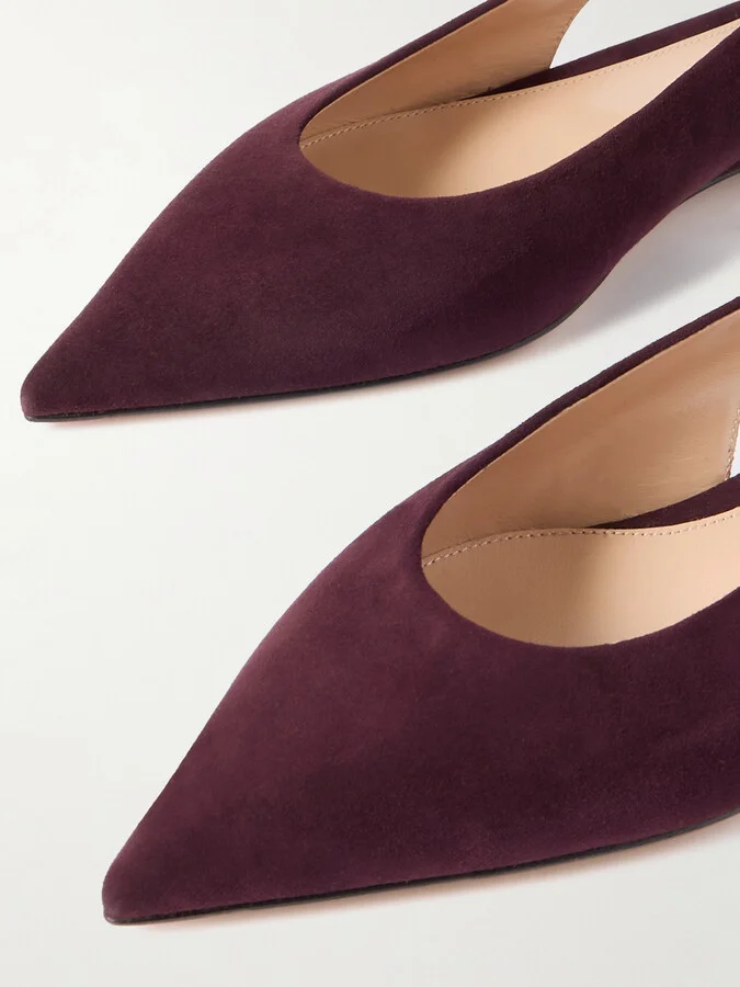 Gianvito Rossi - Robbie Suede Slingback Flats - Brown - Image 4