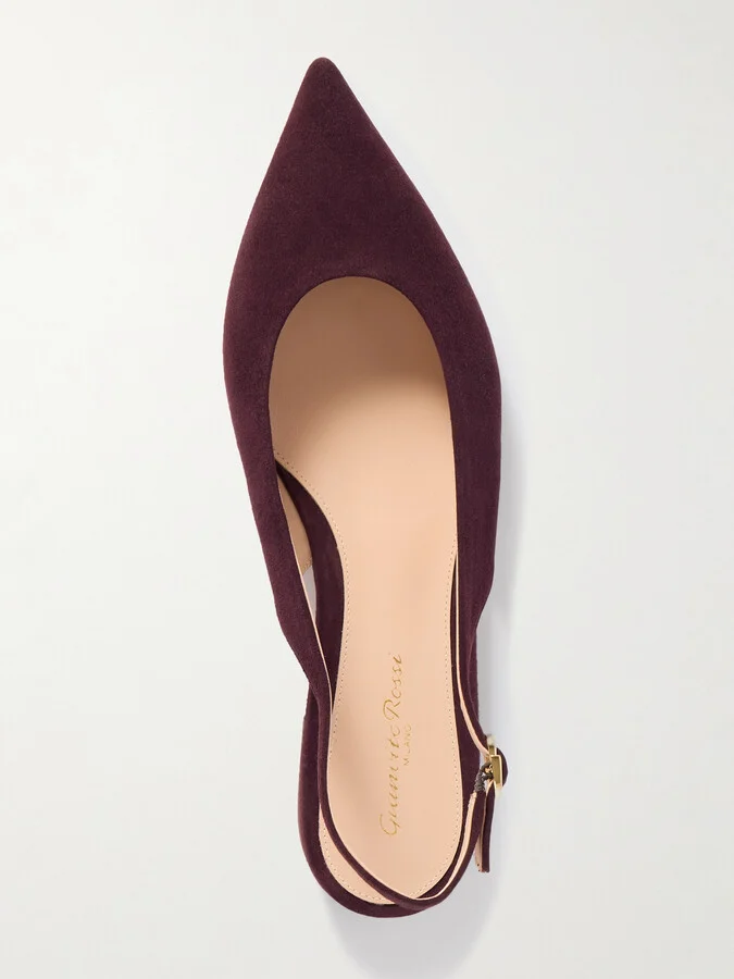 Gianvito Rossi - Robbie Suede Slingback Flats - Brown - Image 5