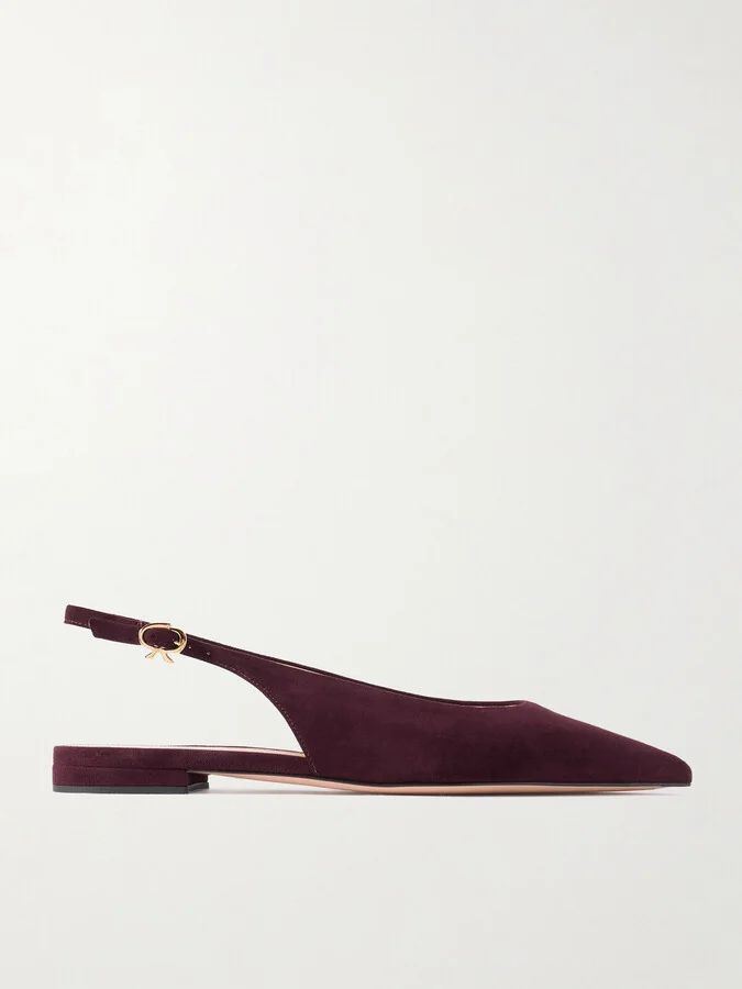 Gianvito Rossi - Robbie Suede Slingback Flats - Brown