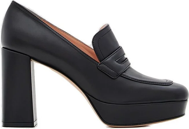Gianvito Rossi Rouen Square Toe Penny Loafers