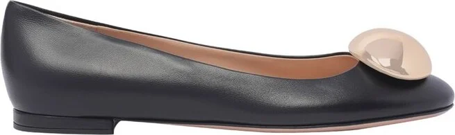 Gianvito Rossi Round Toe Slip-On Ballerina Shoes