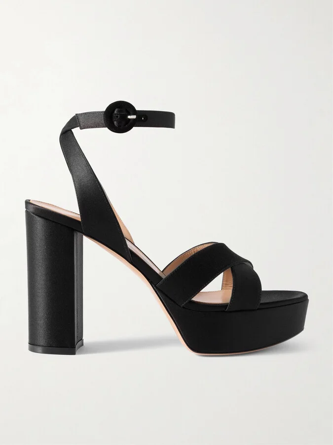Gianvito Rossi - Sabrina 70 Satin Platform Sandals - Black