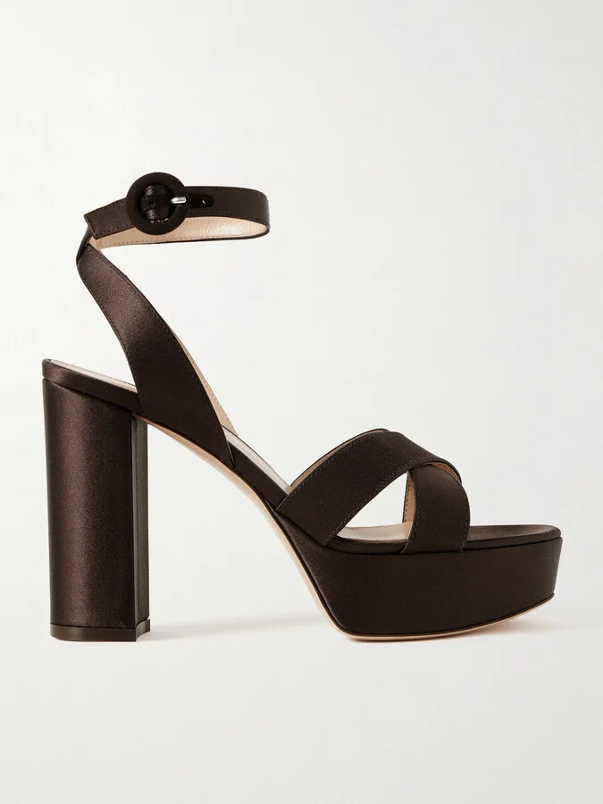 Gianvito Rossi - Sabrina 70 Satin Platform Sandals - Brown