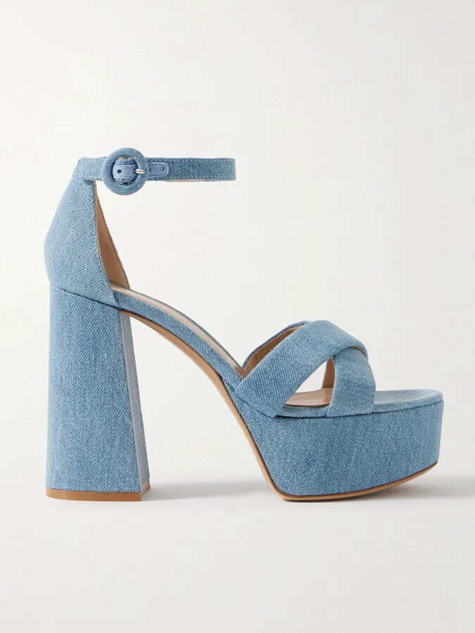 Gianvito Rossi - Sheridan 110 Denim Platform Sandals - Blue