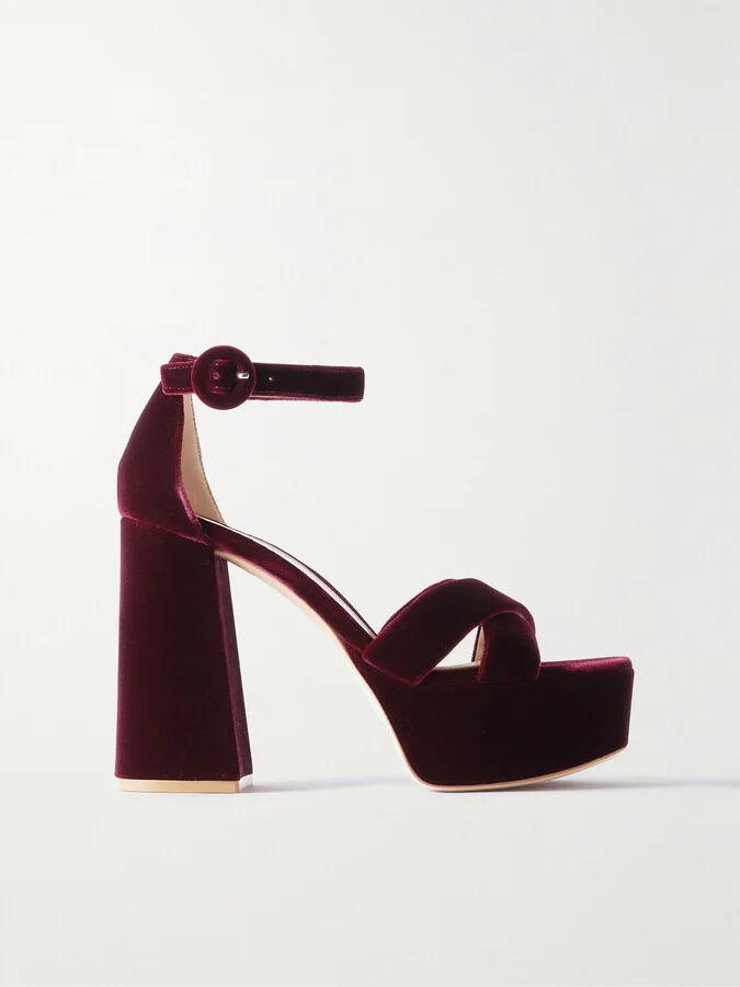 Gianvito Rossi - Sheridan 110 Velvet Platform Sandals - Burgundy