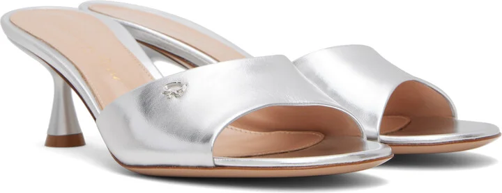Gianvito Rossi Silver Ascent 55 Mules - Image 4