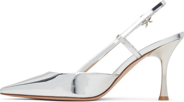 Gianvito Rossi Silver Ascent Heels - Image 3