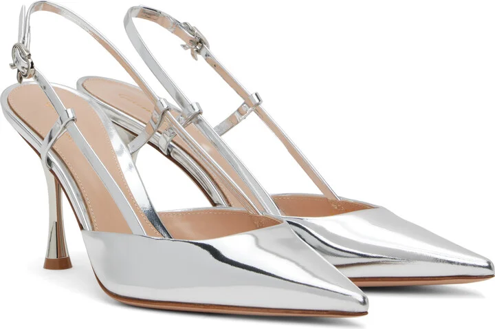 Gianvito Rossi Silver Ascent Heels - Image 4