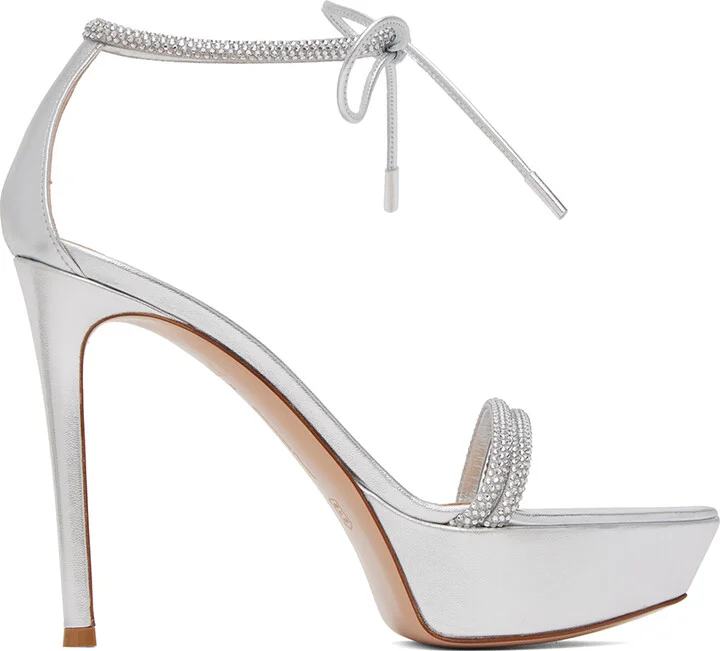 Gianvito Rossi Silver Burma Heeled Sandals
