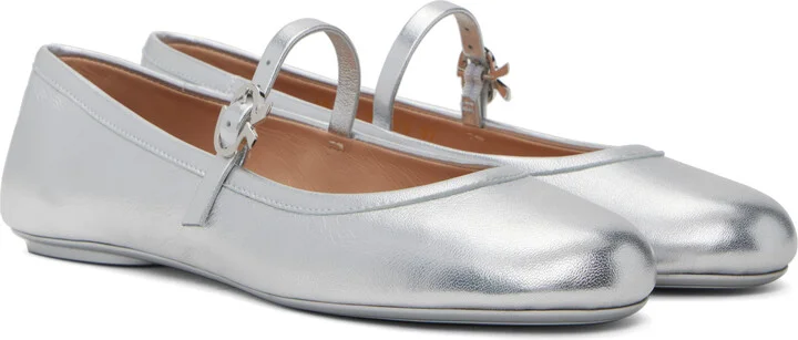 Gianvito Rossi Silver Carla Ballerina Flats - Image 4