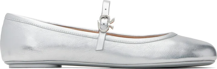 Gianvito Rossi Silver Carla Ballerina Flats