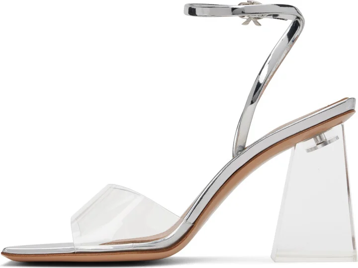 Gianvito Rossi Silver Cosmic 85 Heeled Sandals - Image 3