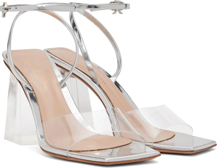 Gianvito Rossi Silver Cosmic 85 Heeled Sandals - Image 4